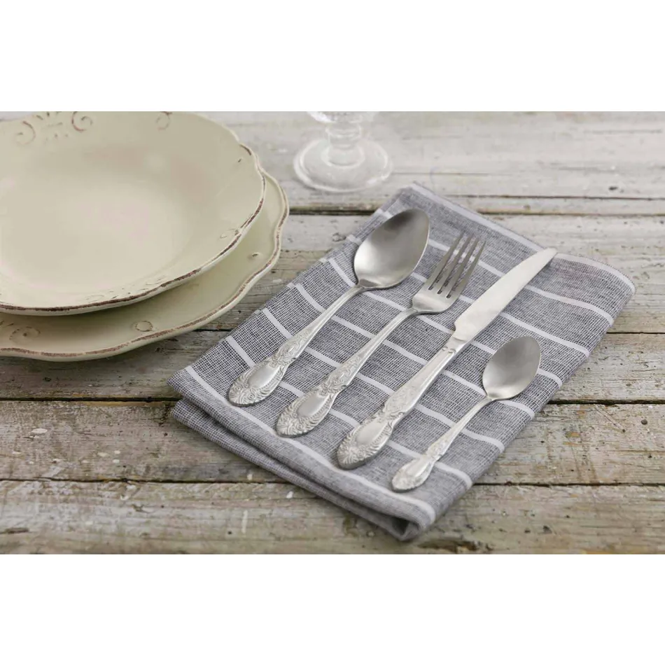 Bestick i servicestål i satinstålkonstruktion 24 delar - Fantasy Viadurini