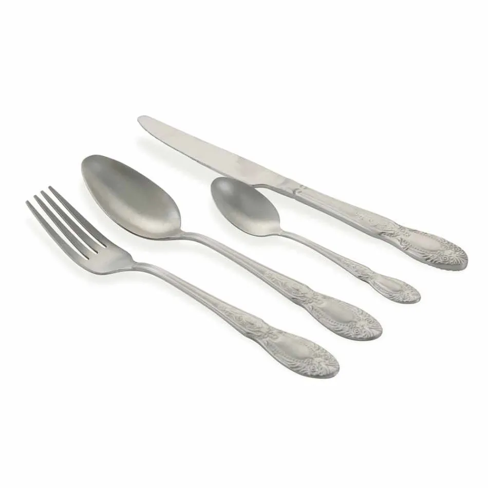 Bestick i fullsats i satinstålkonstruktion 24 delar - Fantasiapos1 Viadurini