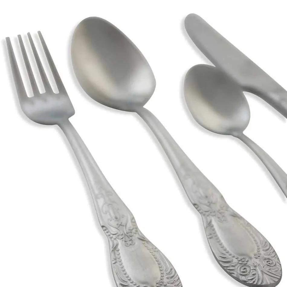 Bestick i fullsats i satinstålkonstruktion 24 delar - Fantasiapos1 Viadurini