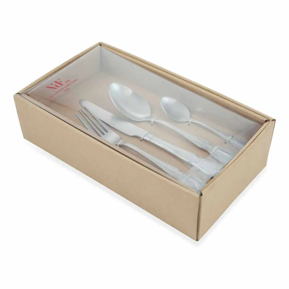 Bestick i fullsats i satinstålkonstruktion 24 delar - Fantasiapos1 Viadurini