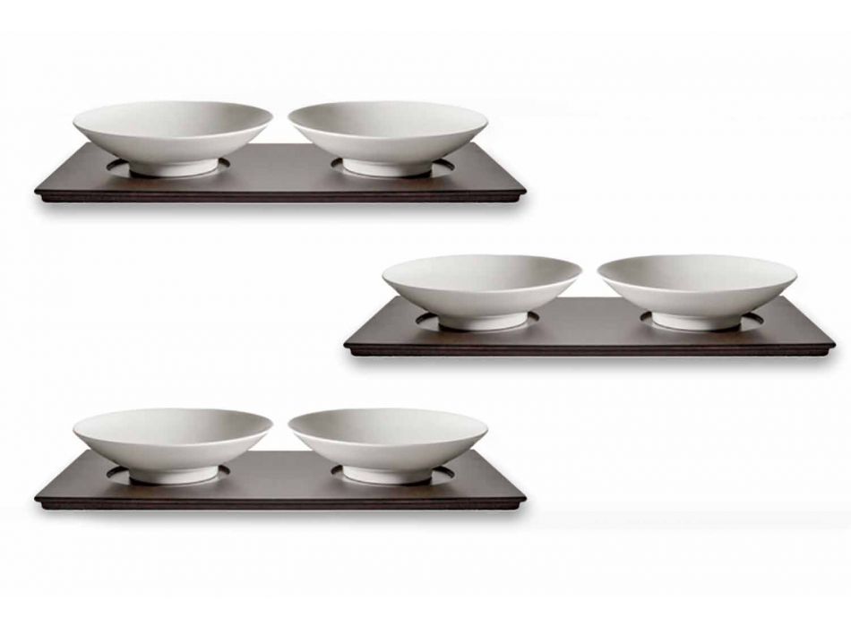 Små kopparservice med träbricka Modern elegant design 9 stycken - Flavia Viadurini