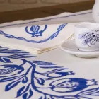 Frukoservice med linne med handgjorda enkelstycken - varumärken Viadurini