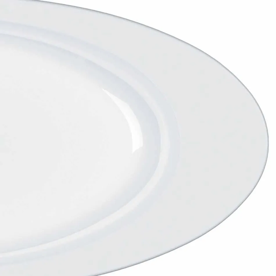 Modern vit porslin oval design serveringssats 2 stycken - teleskop Viadurini