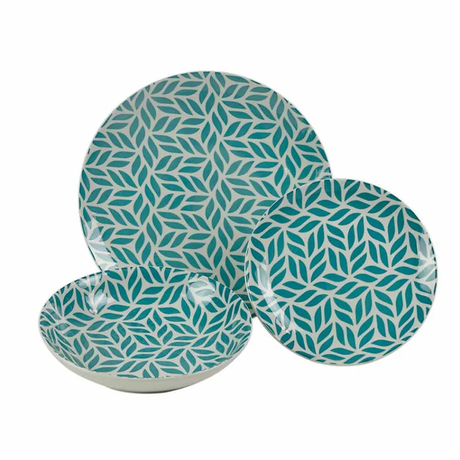 Komplett bordservice i färgat porslin 18 stycken - Indonesien Viadurini