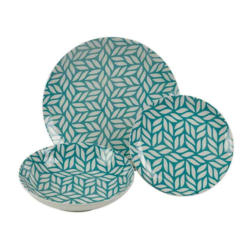 Komplett bordservice i färgat porslin 18 stycken - Indonesien Viadurini