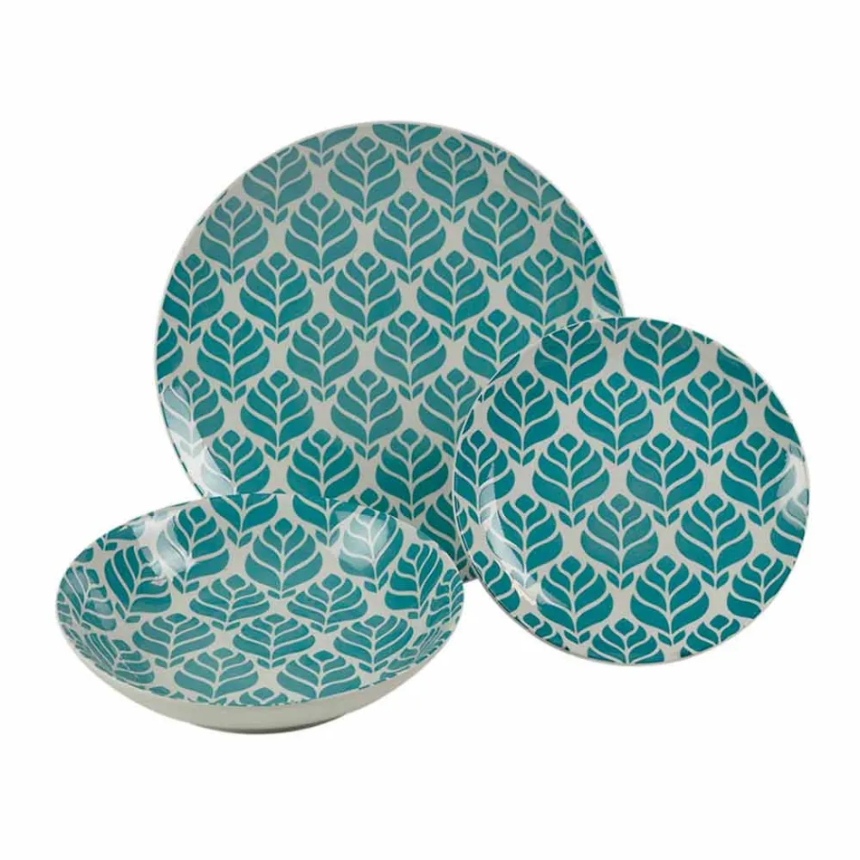 Komplett bordservice i färgat porslin 18 stycken - Indonesien Viadurini