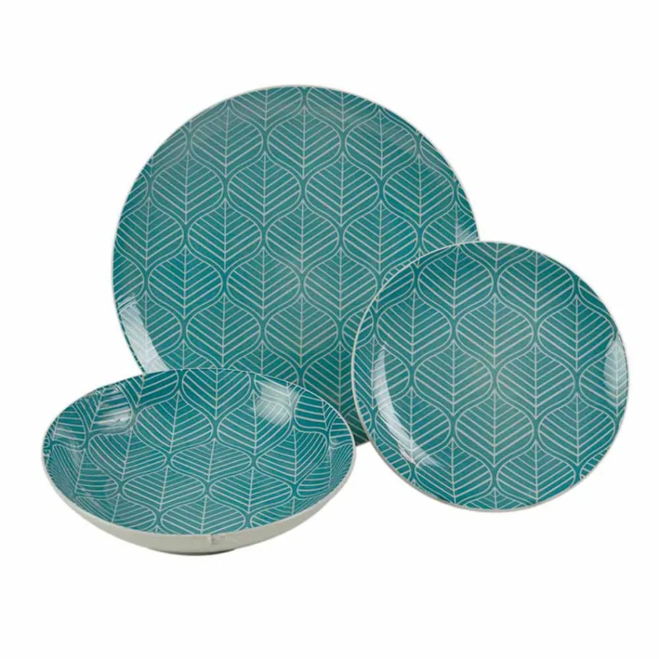 Komplett bordservice i färgat porslin 18 stycken - Indonesien Viadurini