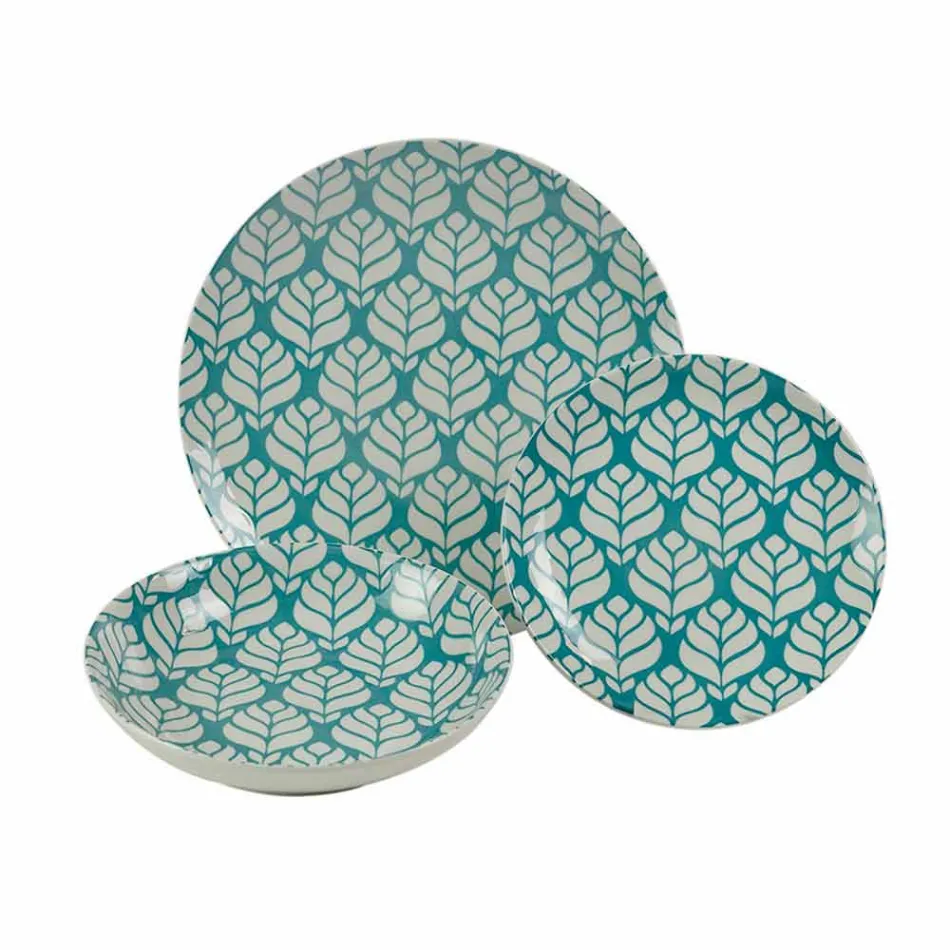 Komplett bordservice i färgat porslin 18 stycken - Indonesien Viadurini