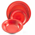 Bestick med färgade tallrikar 18 stycken i modern stengods - Abruzzo Viadurini