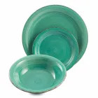 Bestick med färgade tallrikar 18 stycken i modern stengods - Abruzzo Viadurini