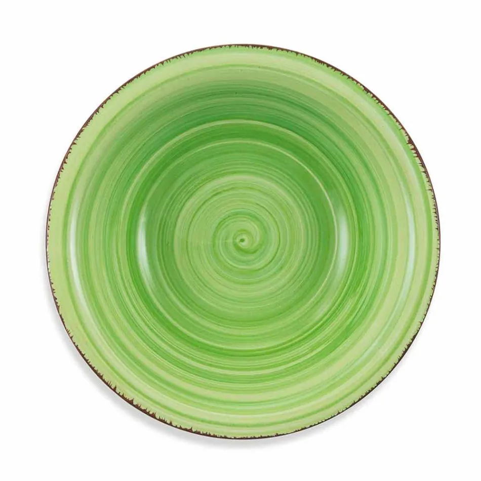 Bestick med färgade tallrikar 18 stycken i modern stengods - Abruzzo Viadurini