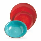 Bestick med färgade tallrikar 18 stycken i modern stengods - Abruzzo Viadurini