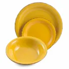 Bestick med färgade tallrikar 18 stycken i modern stengods - Abruzzo Viadurini