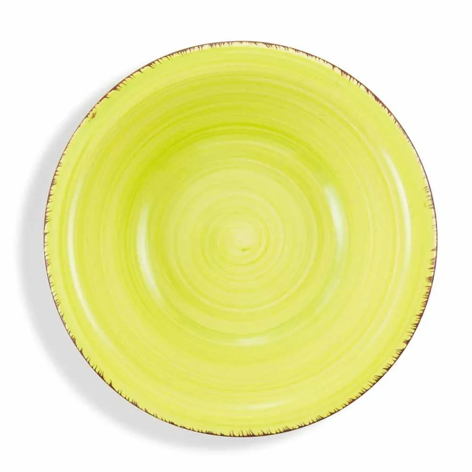 Bestick med färgade tallrikar 18 stycken i modern stengods - Abruzzo Viadurini