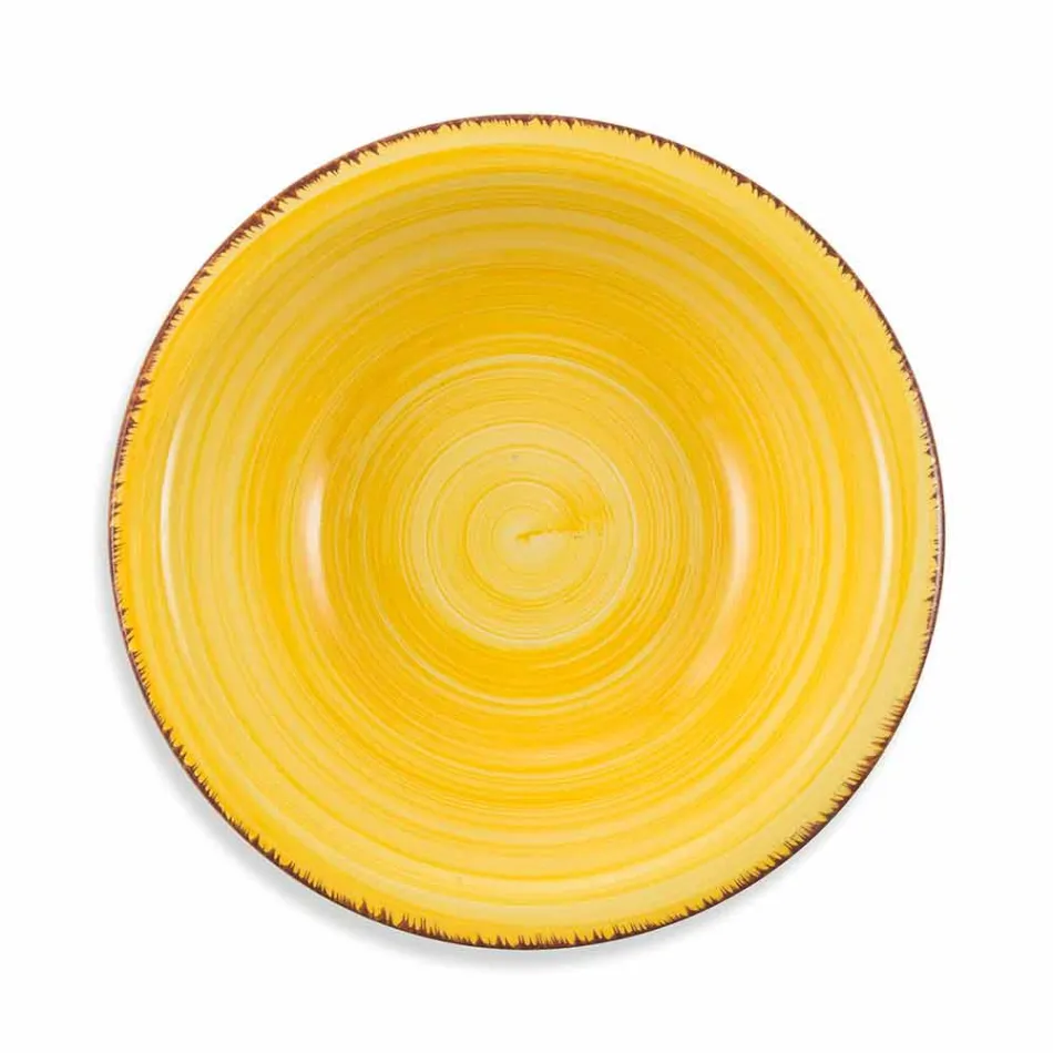 Bestick med färgade tallrikar 18 stycken i modern stengods - Abruzzo Viadurini