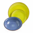 Bestick med färgade tallrikar 18 stycken i modern stengods - Abruzzo Viadurini