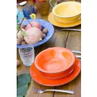 Bestick med färgade tallrikar 18 stycken i modern stengods - Abruzzo Viadurini