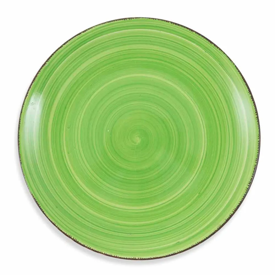 Bestick med färgade tallrikar 18 stycken i modern stengods - Abruzzo Viadurini