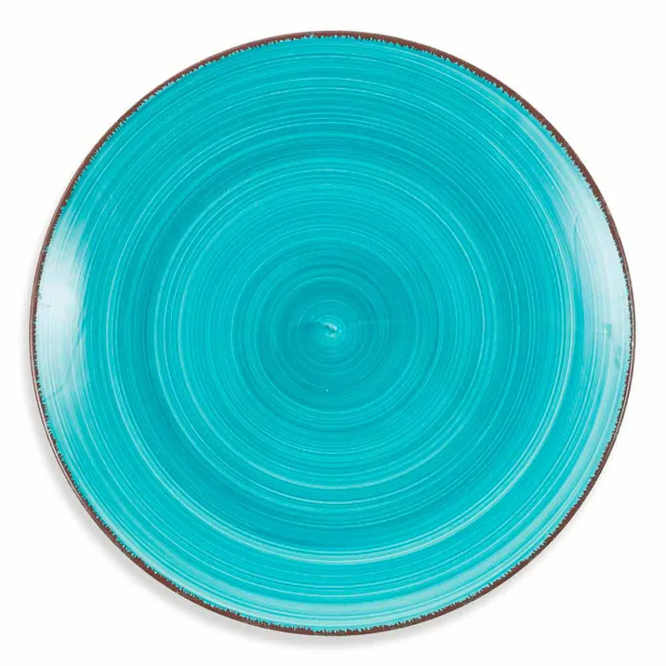 Bestick med färgade tallrikar 18 stycken i modern stengods - Abruzzo Viadurini