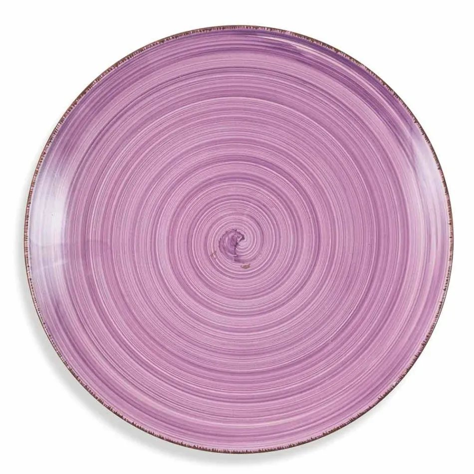 Bestick med färgade tallrikar 18 stycken i modern stengods - Abruzzo Viadurini