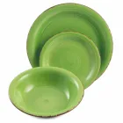 Bestick med färgade tallrikar 18 stycken i modern stengods - Abruzzo Viadurini