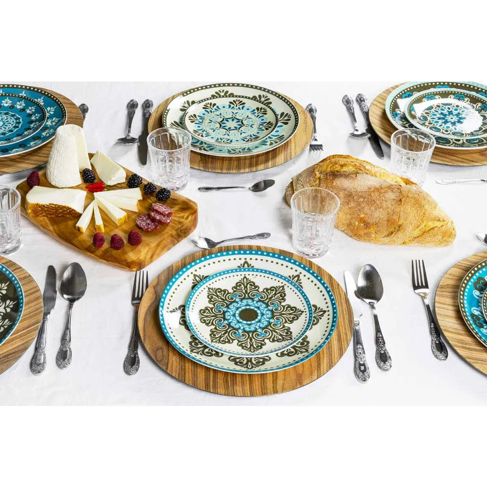 Blåfärgade porslinspisar 18 delar - Eivissa Viadurini