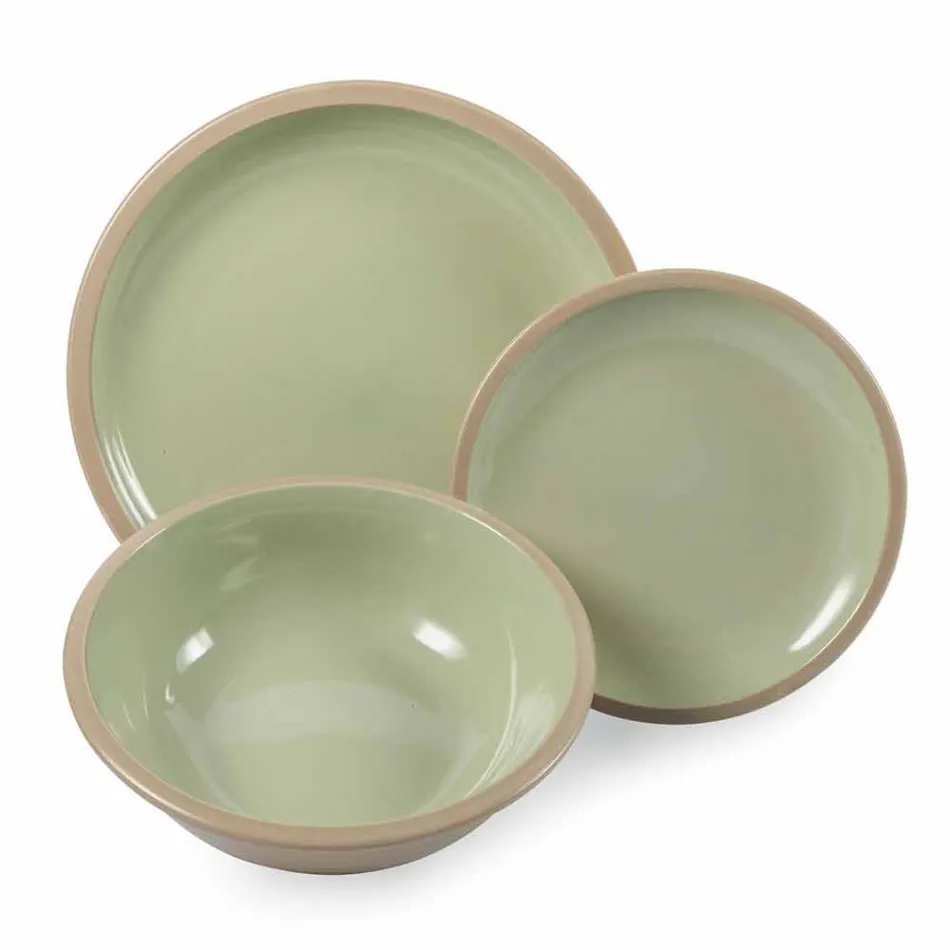 Servis Set Färgade plattor Full 18 Pieces Design - Osteria Viadurini