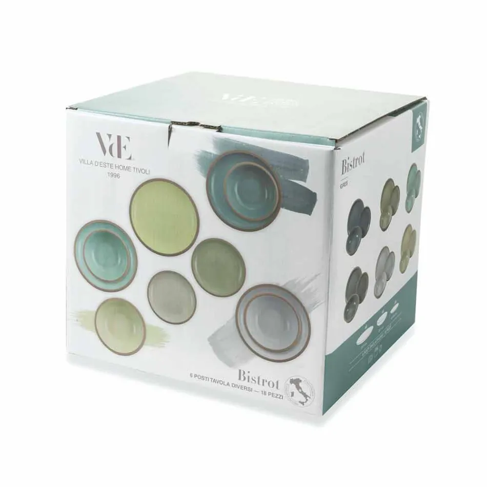 Servis Set Färgade plattor Full 18 Pieces Design - Osteria Viadurini