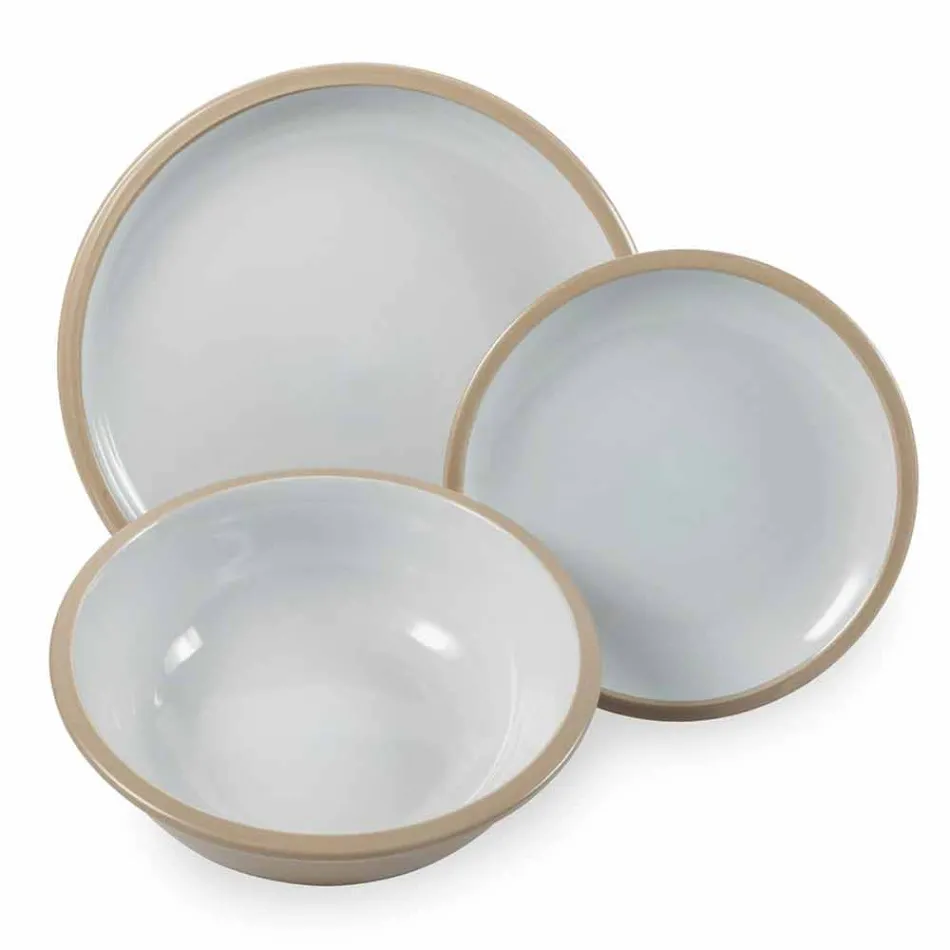 Servis Set Färgade plattor Full 18 Pieces Design - Osteria Viadurini