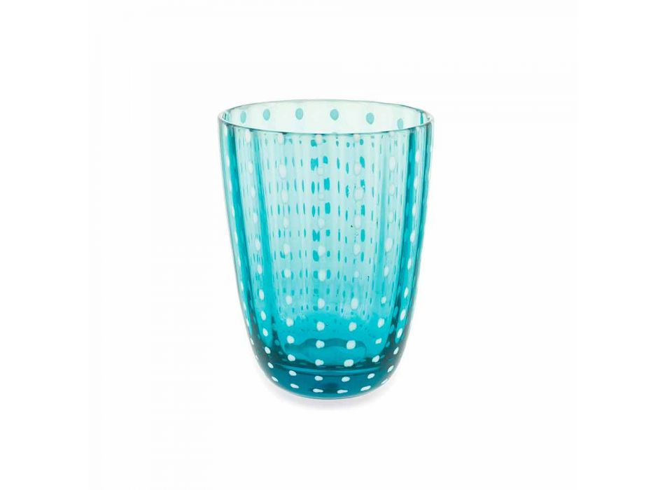 Uppsättning av 6 moderna färgade glasdesignglas för vatten - Botswana Viadurini