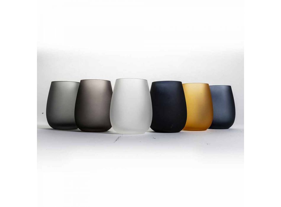 Modernt färgat glasvattenglas, 12 stycken - fälg Viadurini
