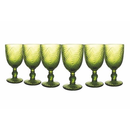 Set med bägare i transparent eller grönt glas med dekoration 12 st - Tropeo Viadurini