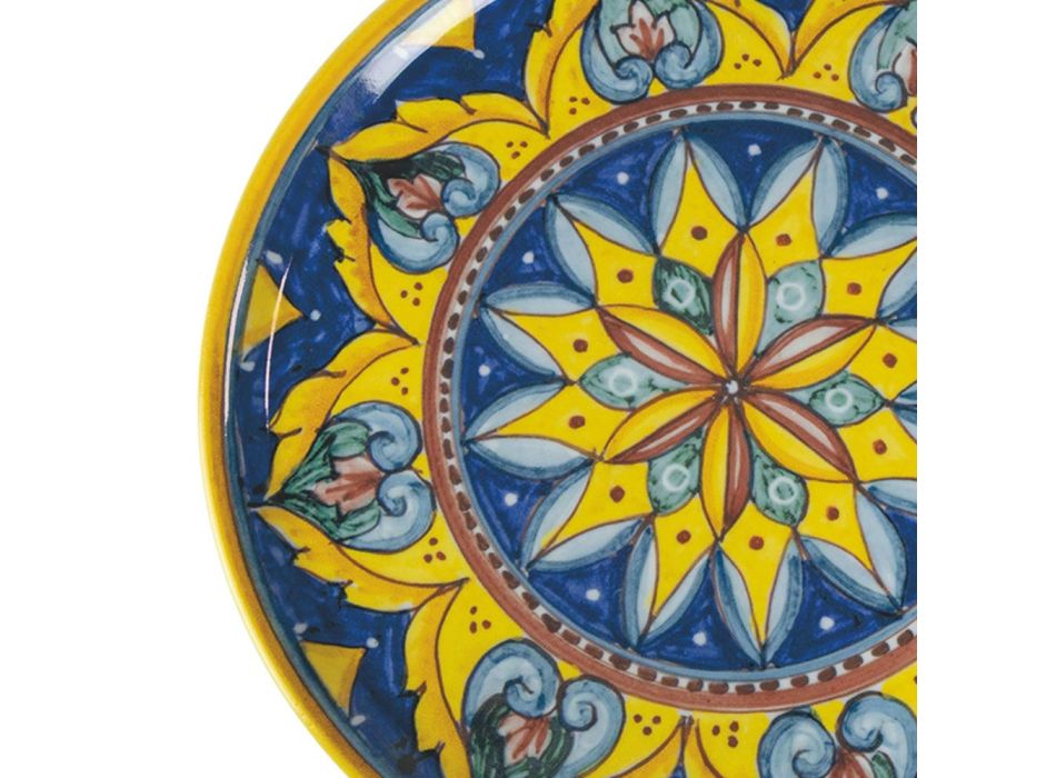 Set med färgade pizzatallrikar i stengods med dekorationer 6 delar - Cabria Viadurini
