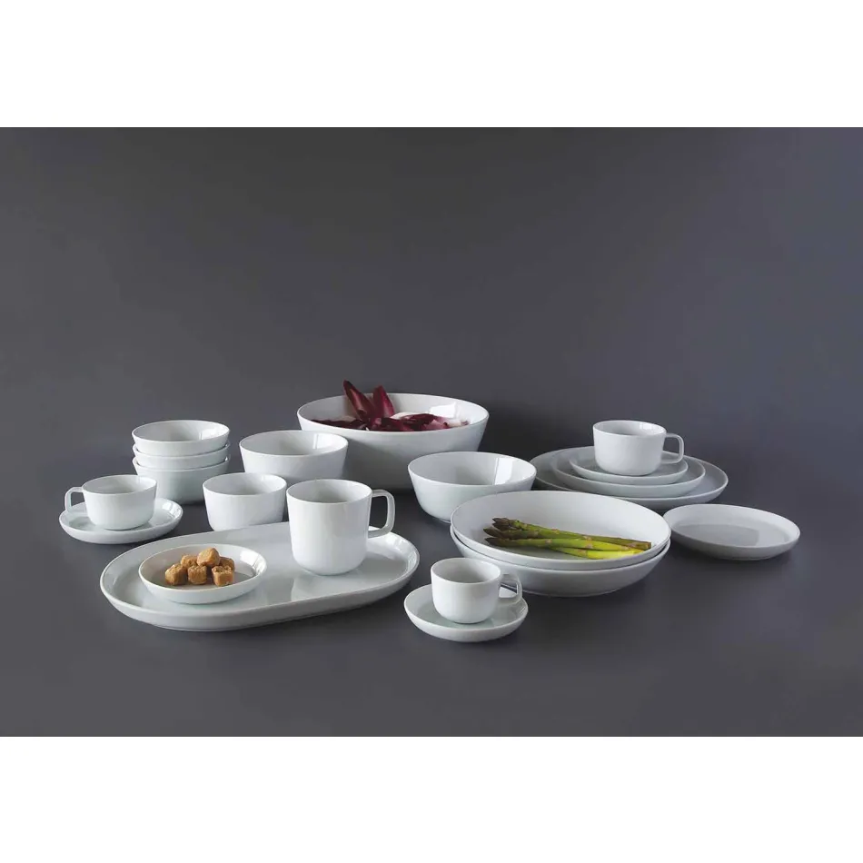 Vit modern design porslin middag tallrik set 24 stycken - Arctic Viadurini