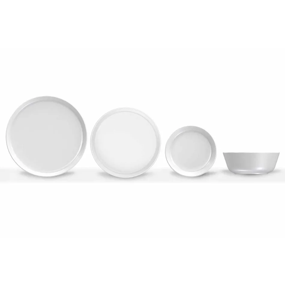 Vit modern design porslin middag tallrik set 24 stycken - Arctic Viadurini
