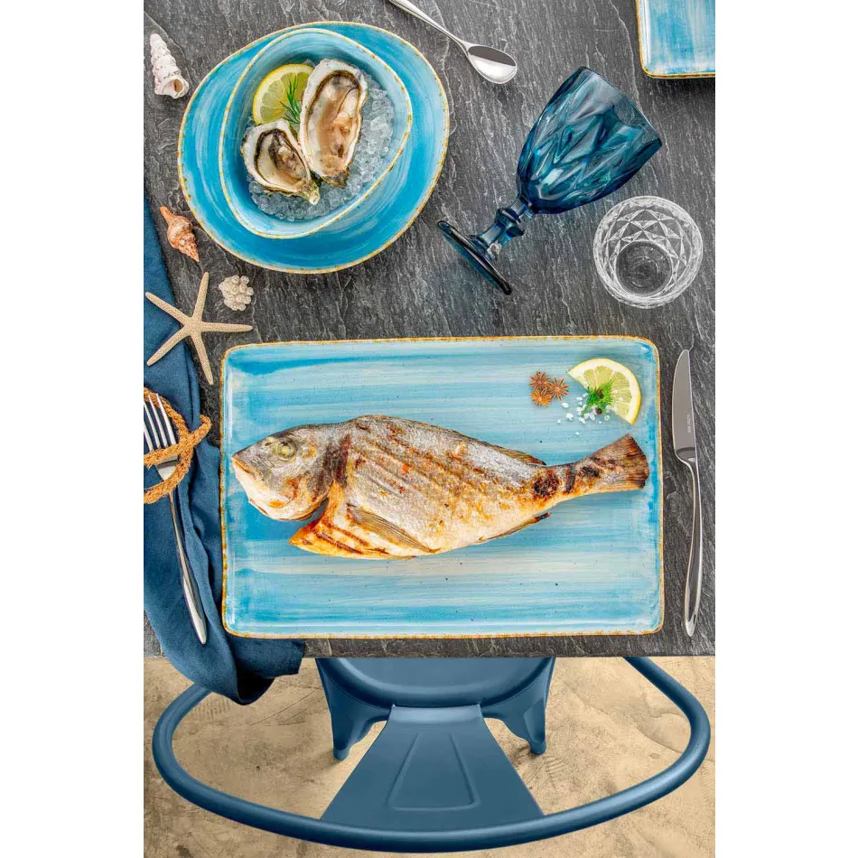 Uppsättning av 16 rätter för modern design i elegant färgad stengods - Simba Viadurini