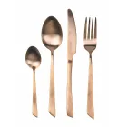 Platt svart stål eller koppardesign 24 delar bestickset - Antozoi Viadurini