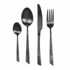 Platt svart stål eller koppardesign 24 delar bestickset - Antozoi Viadurini