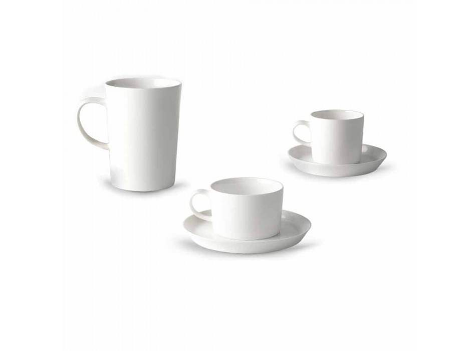 Kaffe-, te- och frukostkoppservice 30 delar i vitt porslin - Egle Viadurini