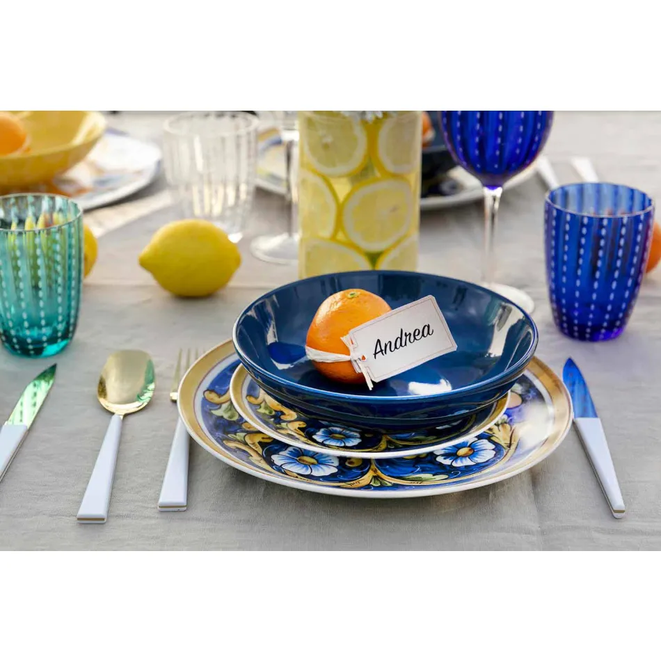 Servicefärgade och moderna rätter Servis komplett set 18 delar - Cefalu Viadurini