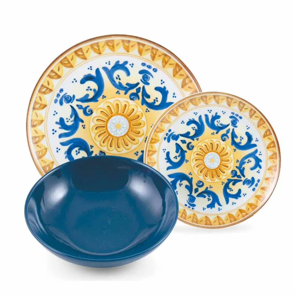 Servicefärgade och moderna rätter Servis komplett set 18 delar - Cefalu Viadurini
