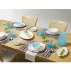 Serveringsrätter 3 delar modern design i vitt porslin - Malaga Viadurini