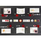 Vita porslin moderna middagar tallrikar set 25 delar - basal Viadurini