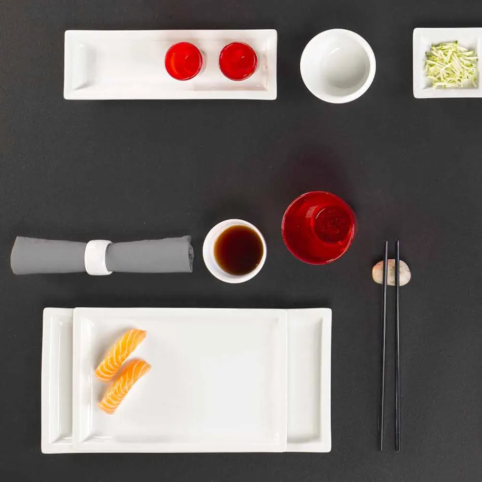 Vita porslin moderna middagar tallrikar set 25 delar - basal Viadurini