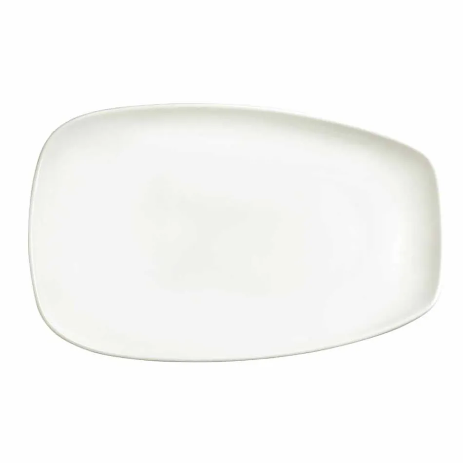 Vit porslinsmiddags- eller serveringsdisk - Nalah Viadurini