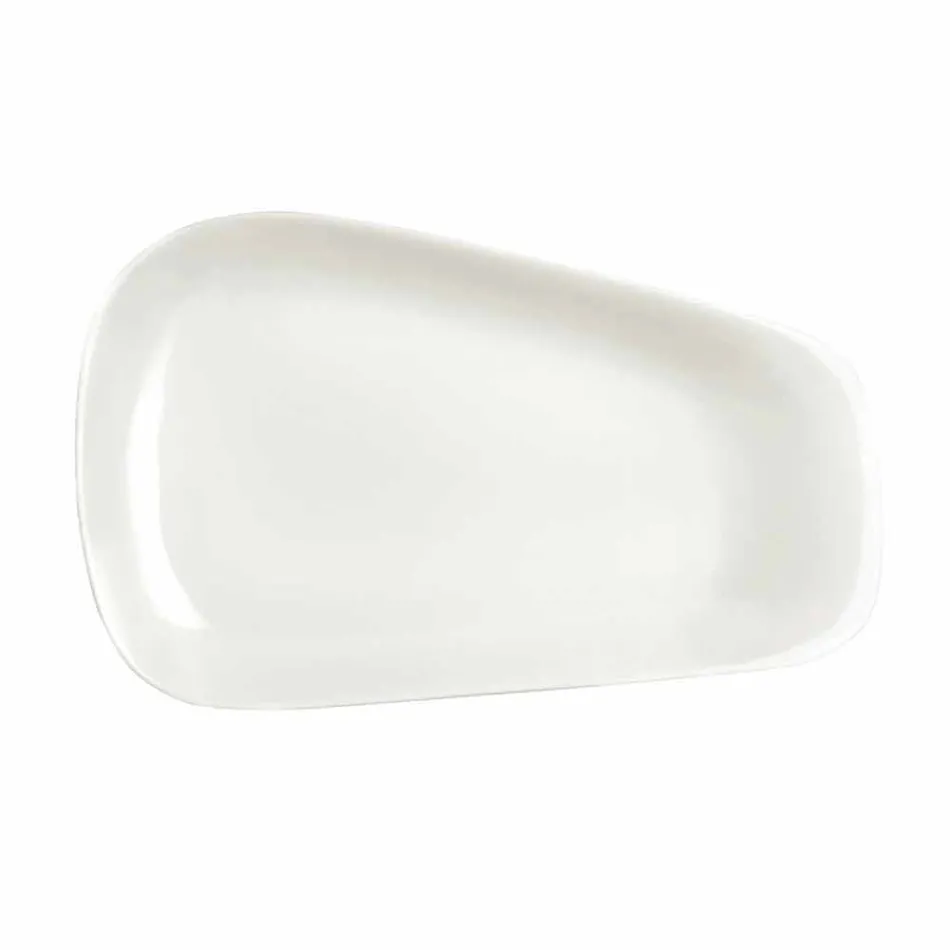 Vit porslinsmiddags- eller serveringsdisk - Nalah Viadurini