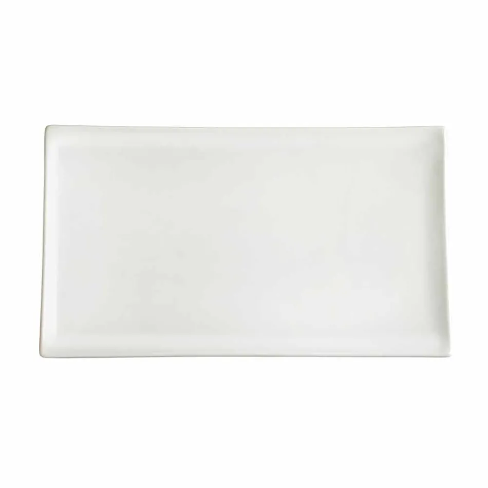 Vit porslinsmiddags- eller serveringsdisk - Nalah Viadurini