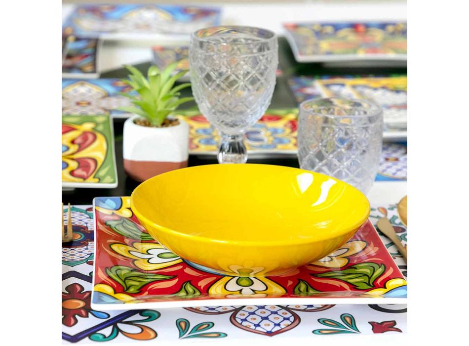 Porslins- och stengodsfärgad middagsplattaservice 18 stycken - Aztecas Viadurini
