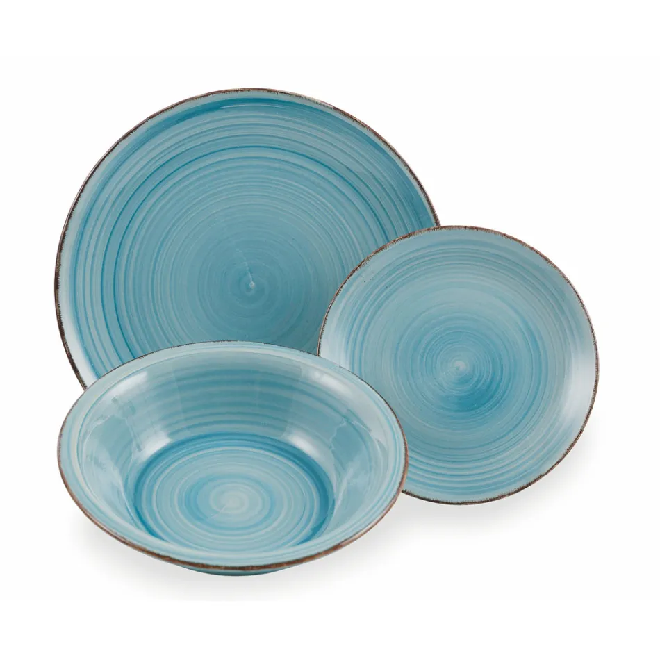 Serveringsservice i hårda Dolomitblå nyanser 18 delar - Abruzzo Viadurini