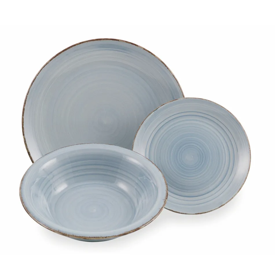 Serveringsservice i hårda Dolomitblå nyanser 18 delar - Abruzzo Viadurini